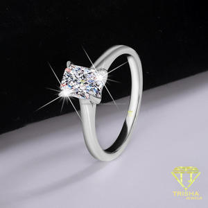 <b>Emerald</b> Cut Moissanite Engagement <b>Ring</b> Sterling <b>Silver</b> Solitaire Bridal Wedding <b>Ring</b> Modern Elegant Jewelry Gift For Women - Product Image 4