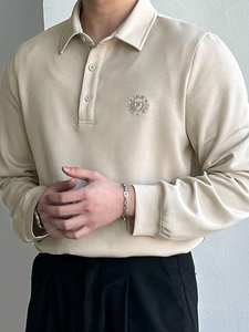 เสื้อโปโลแขนยาวพิมพ์ลายแอปริคอทสำหรับผู้ชาย ฤดูร้อน - Product Image 5