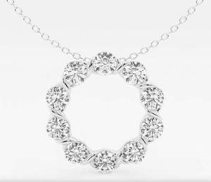 Collar de Diamantes Cultivados en Laboratorio Chapado en Oro de 14K para Mujer, Certificado por IGI, Corte Brillante Redondo, Colgante Clásico Circular, Joyería de Boda - Product Image 4