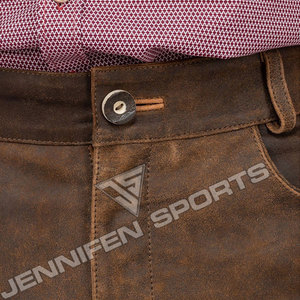 Pantalon Lederhosen pour homme en cuir de chèvre suédé bavarois, authentique style allemand Kniebund Hirschleder, décontracté, grande taille, taille haute - Product Image 5