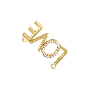 14k Gold Plated LOVE Letter Pendant <b>Charm</b> with Zirconia <b>for</b> DIY Necklace and <b>Bracelet</b> - Product Image 1