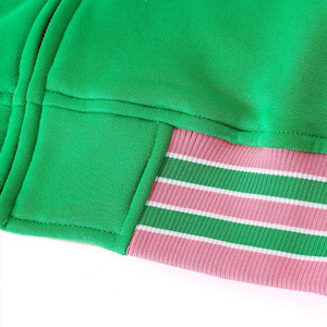 AKA Green Fleece Letterman Jacket Unisex Pink Chenille Embroidery Greek Letter Varsity Style Premium Cotton <b>Zip</b> <b>Up</b> Streetwear - Product Image 5