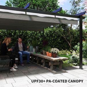 Pergola Retrattile in Alluminio 13FT X 13FT, Pergola Moderna da Esterno per Giardino, Patio, Cortile, Colore Grigio Metallico Resistente - Product Image 6