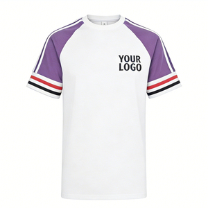 Custom Baseball <b>T</b>-<b>Shirt</b> <b>White</b> for Color Blocked Short Sleeve <b>V</b>-<b>neck</b> Unisex Breathable 100% Polyester Sports Uniform 220g - Product Image 1