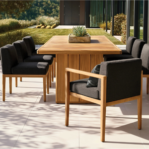 Table rectangulaire en teck au style moderne et épuré, idéale pour les salles à manger extérieures et durable. - Product Image 6