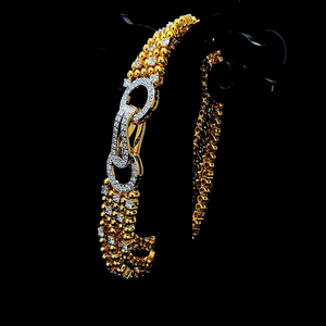 Multi Strand Gold <b>Bead</b> Lab Diamond Interlocking Link <b>Bracelet</b> 925 Sterling Silver 10K 14K 18K Solid Gold Womens Jewelry Supplier - Product Image 2