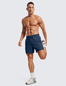 Shorts de course pour hommes bleu marine à séchage rapide avec cordon de serrage à la taille et poches latérales, shorts de sport décontractés pour hommes, shorts de course pour hommes en vente - Product Image 2