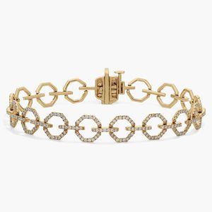 Pavé Diamond Octagon Link <b>Bracelet</b> in White Gold - Product Image 1