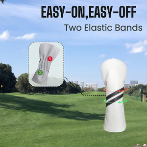 Housse de tête de club de golf en cuir PU imperméable de haute qualité, couleur unie, broderie de logo personnalisée, fermeture élastique auto-fixante - Product Image 4
