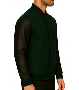 Chaqueta universitaria clásica para hombre, estilo Letterman, con cierre frontal a presión, cintura acanalada y detalles bordados. - Product Image 2