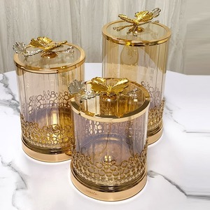 Porta Servilletas Redondo de Vidrio con Base de Rama Dorada, Decoración de Mesa Moderna y Lujosa para Cocina y Fiestas - Product Image 3