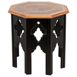 Mesa Auxiliar Octogonal de Estilo Marroquí Vintage con Incrustaciones de Madreperla y Concha de Abulón, Mesa de Centro de Madera Tallada a Mano para Sala de Estar - Product Image 2