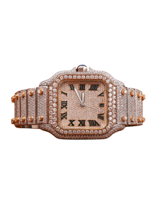 Very Clear Glass Diamond Watch in Yellow Gold Diamonds on <b>Face</b> Quartz Dial Watches for Export Sale Hip Hop Diamond Watch - Product Image 1