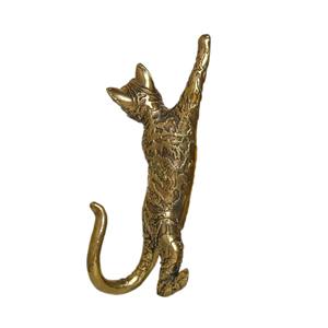 Gancho de pared metálico con forma de gato, acabado dorado, colgador decorativo ideal para llaves, bolsos, toallas y decoración moderna del hogar, de la India. - Product Image 3