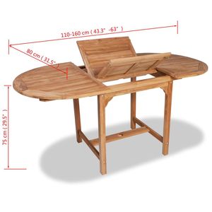 Tavolo da giardino in legno di Teak massiccio (43.3 "-63")x31.5 "x29.5" - Product Image 5