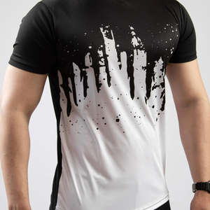 T-shirt personnalisé OEM ODM pour homme, sublimation, haute qualité, tissu 100% coton, noir et blanc, col rond, coupe slim. - Product Image 5