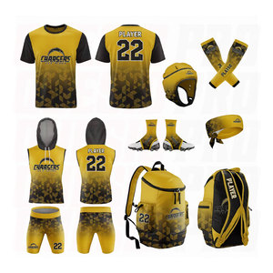 American Sublimated <b>Compression</b> 7v7 Football Uniforms Deal Package Jersey Set Helmet Socks Arm Sleeves Headband Bags T <b>Shirts</b> - Product Image 1
