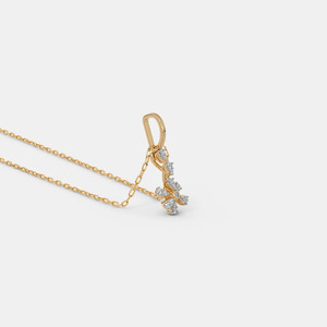 สร้อยคอจี้เพชรทรงหยดน้ำห้ากลีบดอกไม้ทองคำขาว 14K เพชรเพาะเลี้ยง - Product Image 5
