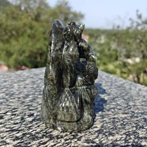 Statue de Ganesha en labradorite naturelle sculptée à la main, sculpture en pierre précieuse, décoration d'autel à domicile, cadeau, objet de collection - Product Image 5