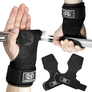 Ergonomic Leather Gym Carbon Fiber Gymnastics Hand Grips for Lifting Calleras Crossfitness Grips for Pull-Ups <b>Strength</b> <b>Training</b> - Product Image 1