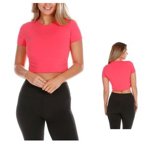 เสื้อยืดครอปผู้หญิงทรงเข้ารูป คอกลม แขนสั้น ผ้าสเตรช ระบายอากาศดี เหมาะสำหรับออกกำลังกาย โยคะ ฟิตเนส รับผลิตตามสั่งขายส่ง - Product Image 1