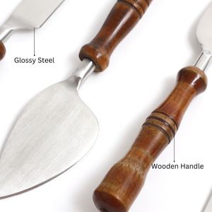 Elegant De-aartico Modern Stainless Steel Cheese Server Set Wooden Handle High Quality Hotel Giftware Flatware Custom <b>Box</b> - Product Image 2