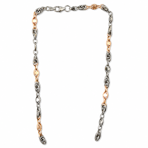 Collier chaîne à maillons bicolore en argent sterling 925, style minimaliste moderne, unisexe, pour femme, à porter au quotidien, cadeau de fête, finition polie - Product Image 2