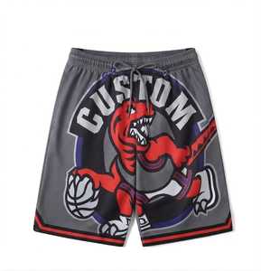 Grey Mesh Custom Men's Breathable Basketball Shorts-Wholesale Vintage 100% Polyester Quick Dry Elastic Waist Side Pockets - Product Image 1