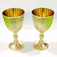 Verre à vin en laiton style vintage, fait main, écologique, durable, vaisselle décorative, capacité 30 ml, pour la table à manger à la maison