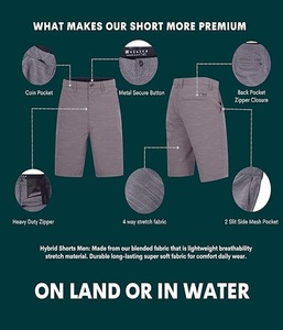 Shorts Bermuda décontractés pour hommes, de haute qualité, durables, respirants, à taille élastique, séchage rapide, couleur personnalisée, grandes tailles - Product Image 3