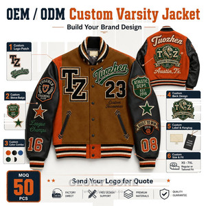 Glory Zone Custom Mens Vintage Varsity Jacket Heavyweight <b>Wool</b> Leather Sleeve Letterman Baseball <b>Coat</b> 19 - Product Image 4