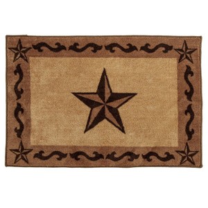Alfombra de Baño Rectangular de Algodón con Diseño de Estrellas, Base de Goma Antideslizante, Color Marrón y Beige, Diseño Tufted - Product Image 3