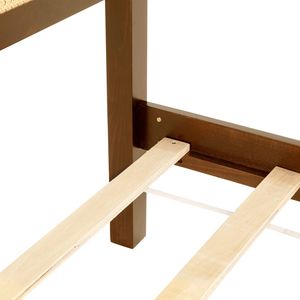 Letto matrimoniale in legno di pino con testiera e pediera in rattan noce, piattaforma centrale rinforzata - Product Image 5