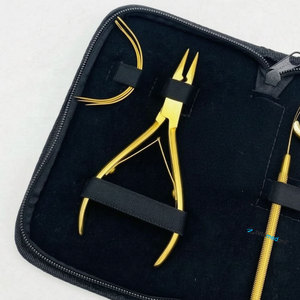 Kit d'extension capillaire écologique à microbilles, pinces personnalisées plaquées or, réutilisables, en acier inoxydable chirurgical de qualité professionnelle - Product Image 3