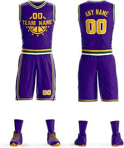 Ensembles de vêtements de sport de basketball personnalisés pour hommes, uniformes de basketball par sublimation, vêtements de basketball à séchage rapide, logos brodés - Product Image 2