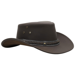 Chapeau de cowboy en cuir marron unisexe personnalisé en gros avec bande tressée, ajustable, style décontracté d'hiver pour l'extérieur, taille adulte 56-58CM - Product Image 3