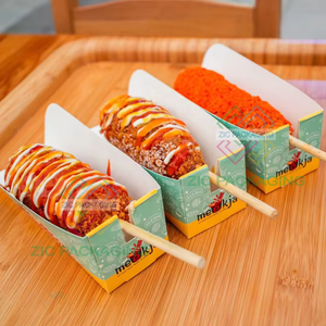 Geri dönüşümlü Fast Food sıcak mısır köpek kutusu patates kızartması krep kızarmış tavuk ve suşi ambalaj kağıt tepsisi Take-Away gıda için - Product Image 4