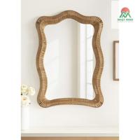 Miroir mural Art Déco en bois 26x38, design ondulé moderne, cadre en bois authentique, miroir de salle de bain léger et écologique