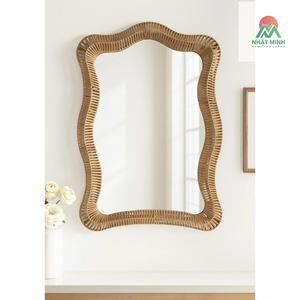 Wooden Art Deco <b>Wall</b> <b>Mirror</b> 26x38 Modern Decorative Wavy Design Authentic Wooden Frame Eco-Friendly Lightweight Bathroom <b>Mirror</b> - Product Image 2