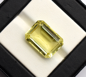Piedra Preciosa de Cuarzo Limón Natural, Cuarzo Limón Amarillo 18X13 mm, Corte Esmeralda, para Joyería, 14.75 Quilates, Piedra Preciosa Suelta para Joyería - Product Image 5