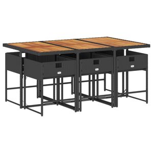 Set da Pranzo da Giardino per 6 Persone, Struttura in Acciaio e Rattan, Piano in Teak, Arredamento da Esterno Resistente alle Intemperie, Design Contemporaneo - Product Image 5