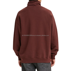 Sweat-shirt à capuche pour homme Dec Oem Streetwear, avec cordon élastique, poche zippée, uni, de qualité supérieure, couleur bordeaux, col montant - Product Image 2