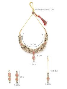 Vintage Gold Plated Necklace Earrings Set With Pink Crystal Rhinestones For Women Wedding Party Fashion Jewelry - Product Image 4