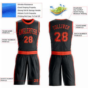 Conjunto de camiseta de baloncesto sublimada personalizada, uniforme de equipo sin mangas con estampado de nombre y número en negro y rojo, ropa para adultos - Product Image 4