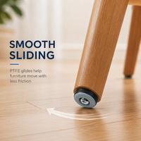 Glissière de meuble en PTFE de 22 mm à visser, robuste, pour tables et chaises