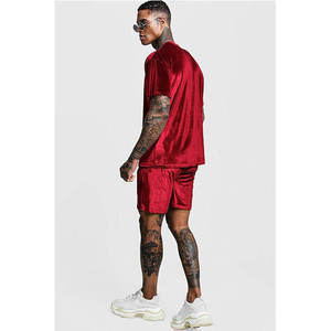 Conjunto de dos piezas de camisa y pantalones cortos de terciopelo de lujo para verano, tacto suave, corte relajado, venta al por mayor, unisex, ropa informal. - Product Image 4