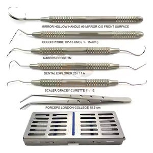 6 piezas Manual de acero inoxidable Dental diagnóstico bolsillo profundidad sonda curetas Perio examen Kit esterilización Cassette estudiantes - Product Image 6