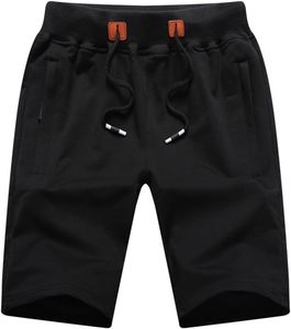 Shorts Bermuda Homme Noir en Polyester avec Cordon de Serrage, Taille Mi-Haute, Couleur Unie, Poches, Tissu Tricoté, Idéal Basketball, Séchage Rapide - Product Image 1