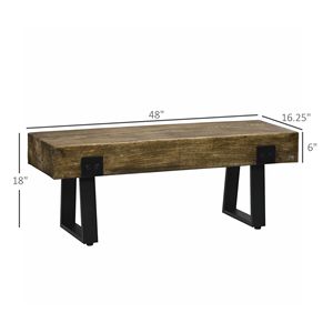 Banc de jardin minimaliste en béton effet bois rustique, noir, pour entrée, patio, parc, véranda, pelouse, avec pieds en métal - Product Image 3