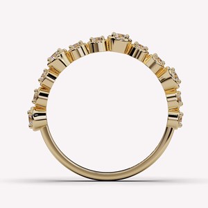 Bague de mariage en diamant en or massif 10K 14K, sertie à griffes, délicate, moderne, de luxe, à taille ronde, diamant de laboratoire, pour usage quotidien, élégante - Product Image 5